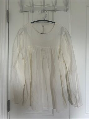 Women's Cream Long-Sleeve Peasant Blouse - Classic Lightweight Top